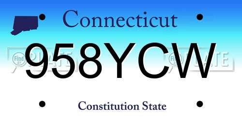 958YCW Connecticut License Plate