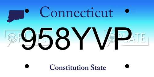 958YVP Connecticut License Plate