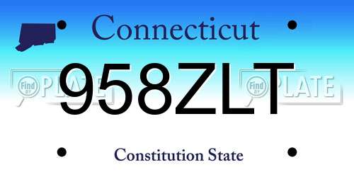 958ZLT Connecticut License Plate