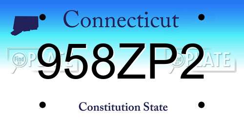 958ZP2 Connecticut License Plate