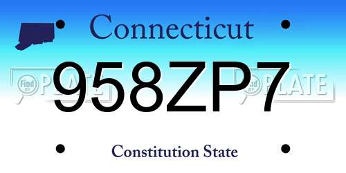 958ZP7 Connecticut License Plate