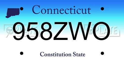 958ZWO Connecticut License Plate