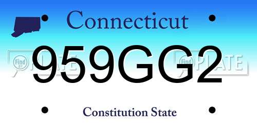 959GG2 Connecticut License Plate