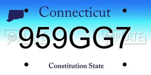 959GG7 Connecticut License Plate