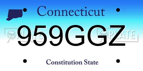 959GGZ Connecticut License Plate