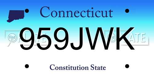 959JWK Connecticut License Plate