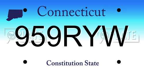 959RYW Connecticut License Plate