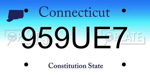 959UE7 Connecticut License Plate