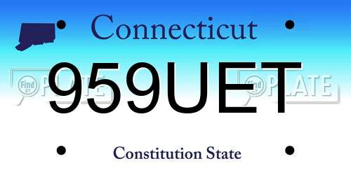 959UET Connecticut License Plate