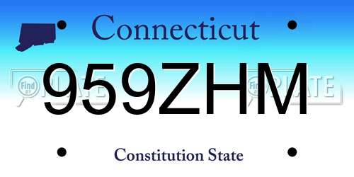 959ZHM Connecticut License Plate