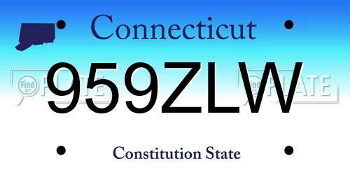 959ZLW Connecticut License Plate
