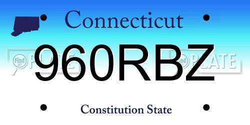 960RBZ Connecticut License Plate
