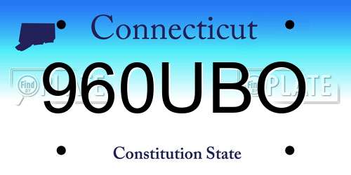 960UBO Connecticut License Plate