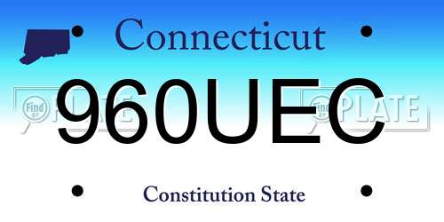 960UEC Connecticut License Plate