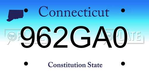 962GA0 Connecticut License Plate
