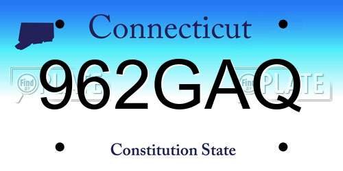 962GAQ Connecticut License Plate