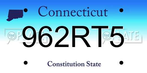 962RT5 Connecticut License Plate
