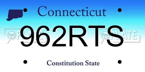 962RTS Connecticut License Plate