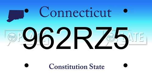 962RZ5 Connecticut License Plate