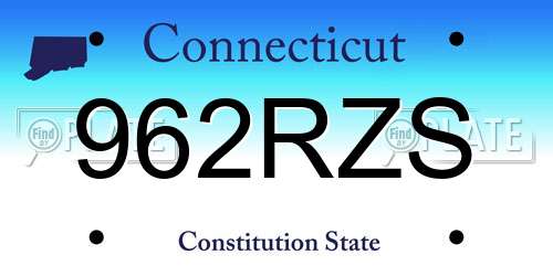 962RZS Connecticut License Plate