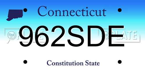 962SDE Connecticut License Plate