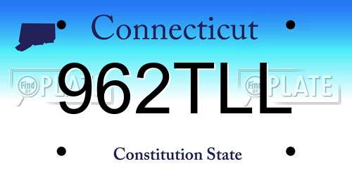 962TLL Connecticut License Plate
