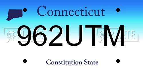 962UTM Connecticut License Plate