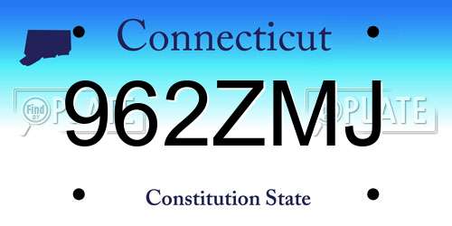 962ZMJ Connecticut License Plate