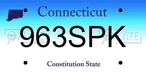 963SPK Connecticut License Plate