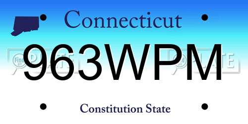 963WPM Connecticut License Plate