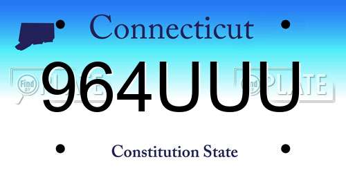 964UUU Connecticut License Plate