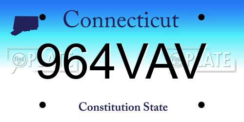 964VAV Connecticut License Plate
