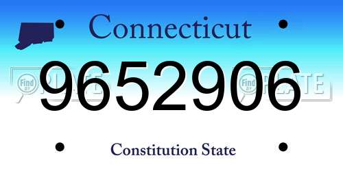 9652906 Connecticut License Plate