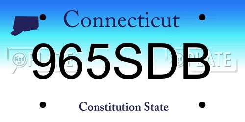 965SDB Connecticut License Plate