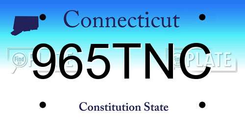 965TNC Connecticut License Plate