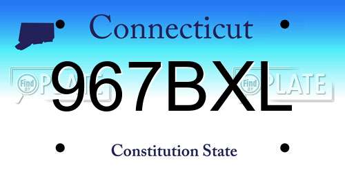 967BXL Connecticut License Plate