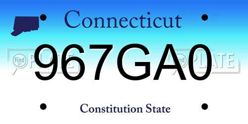 967GA0 Connecticut License Plate