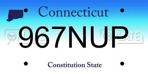967NUP Connecticut License Plate