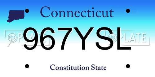 967YSL Connecticut License Plate