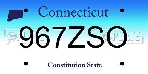 967ZSO Connecticut License Plate