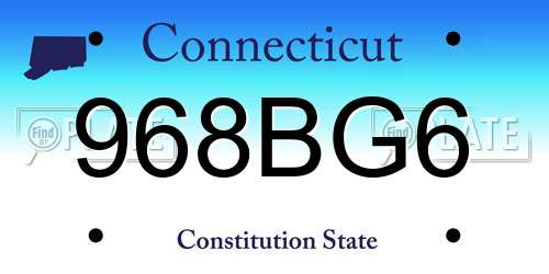 968BG6 Connecticut License Plate