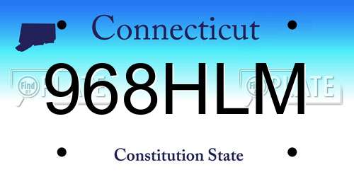 968HLM Connecticut License Plate