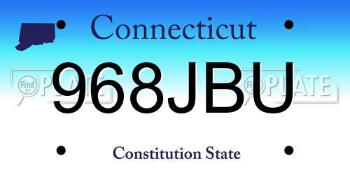 968JBU Connecticut License Plate
