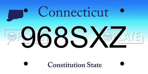 968SXZ Connecticut License Plate