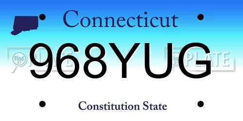 968YUG Connecticut License Plate