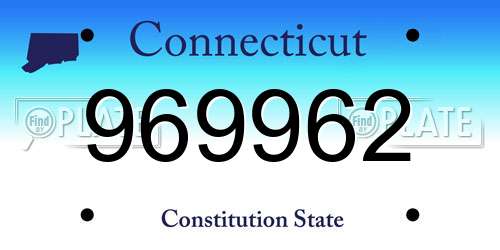 969962 Connecticut License Plate