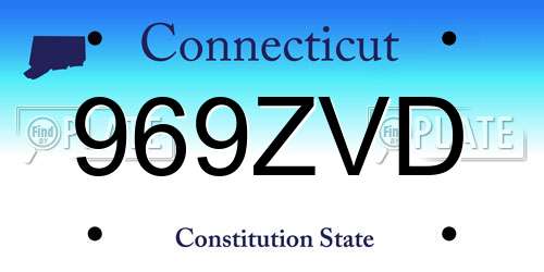 969ZVD Connecticut License Plate