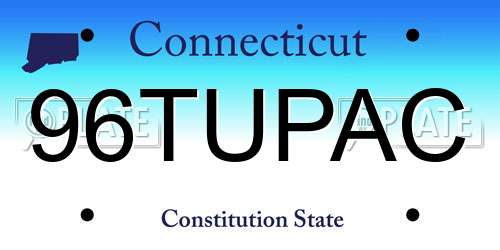 96TUPAC Connecticut License Plate