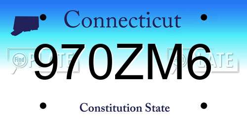 970ZM6 Connecticut License Plate