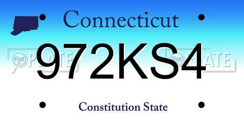 972KS4 Connecticut License Plate